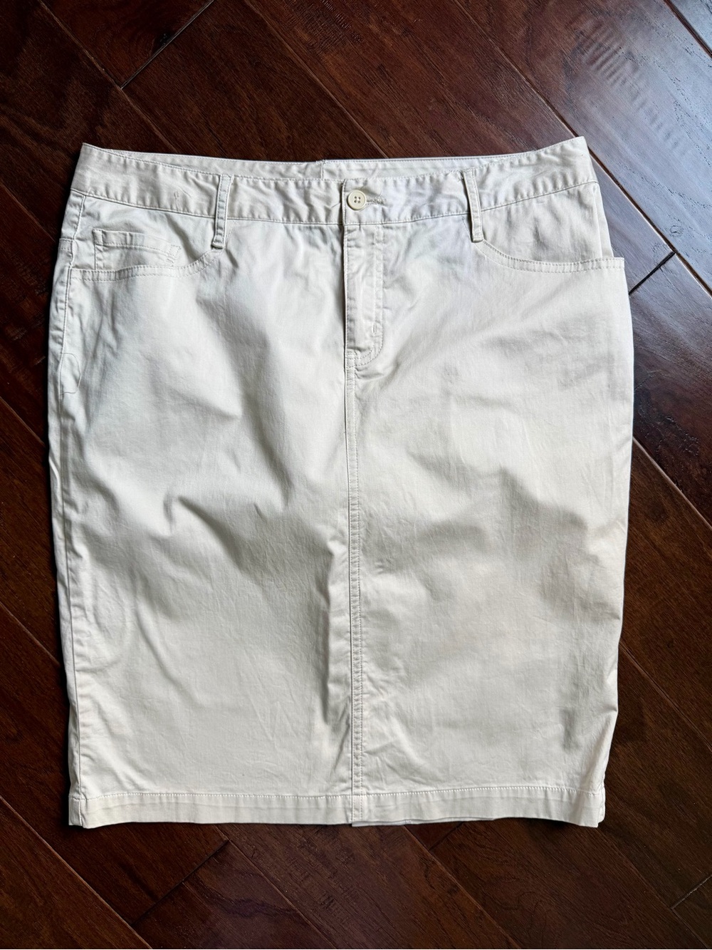 Norma Kamali Cream Cotton Pencil Skirt